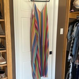 Rainbow Striped Maxi Slip Dress